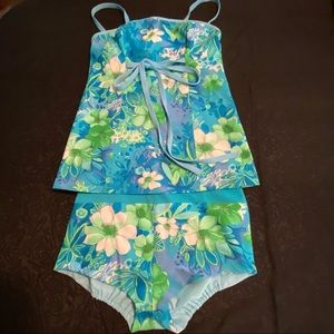 Hand-Sewn Teal Two-piece Swimsuit